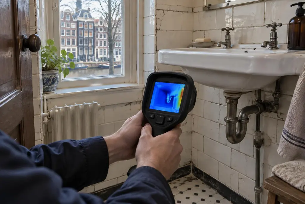 Lekdetectie Doesburg – badkamer met oude leidingen achter de tegels