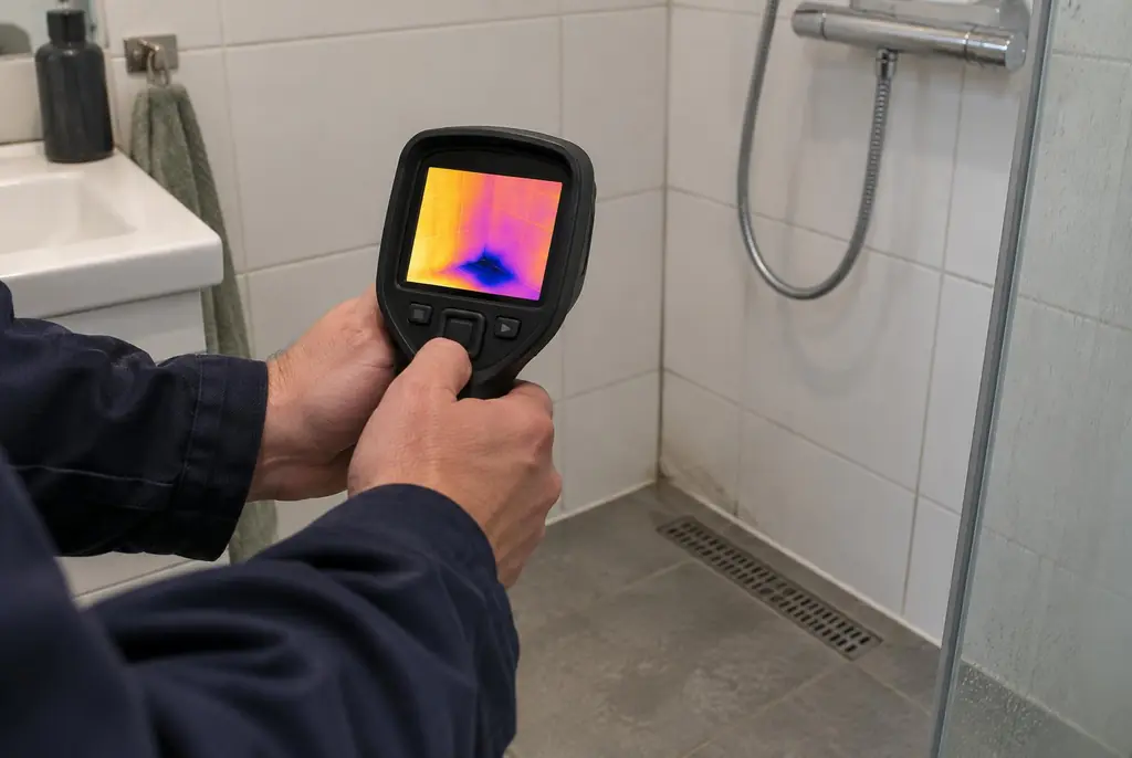 Lekdetectie Doesburg – lekdetectiespecialist met warmtebeeldcamera in een badkamer