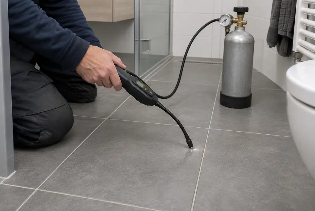 Lekdetectie Doesburg – technicus spoort met tracergas een lekkage op in de vloer