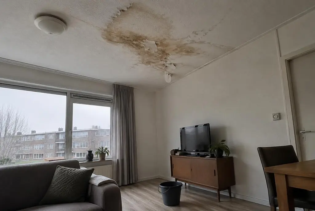 Lekdetectie Doesburg – vochtplek op het plafond onder een badkamer